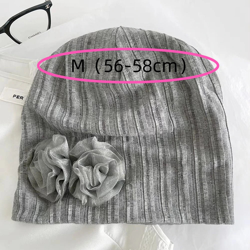 Dospita New Design Sweet Cool Floral Beanies Hat Harajuku Niche Style Y2K Knitted Hat Wasteland Punk Warm Lace Knit Cap Female