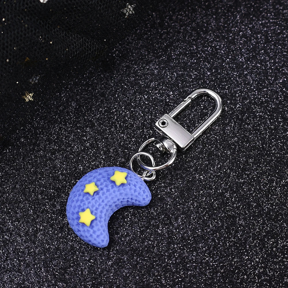 Dospita  -  1-4pcs Cute Cartoon Key Chains Rainbow Sun Star Moon Face Keychain Keyring Cartoon Kawaii Bag Car Phone Charms pendants Jewelry