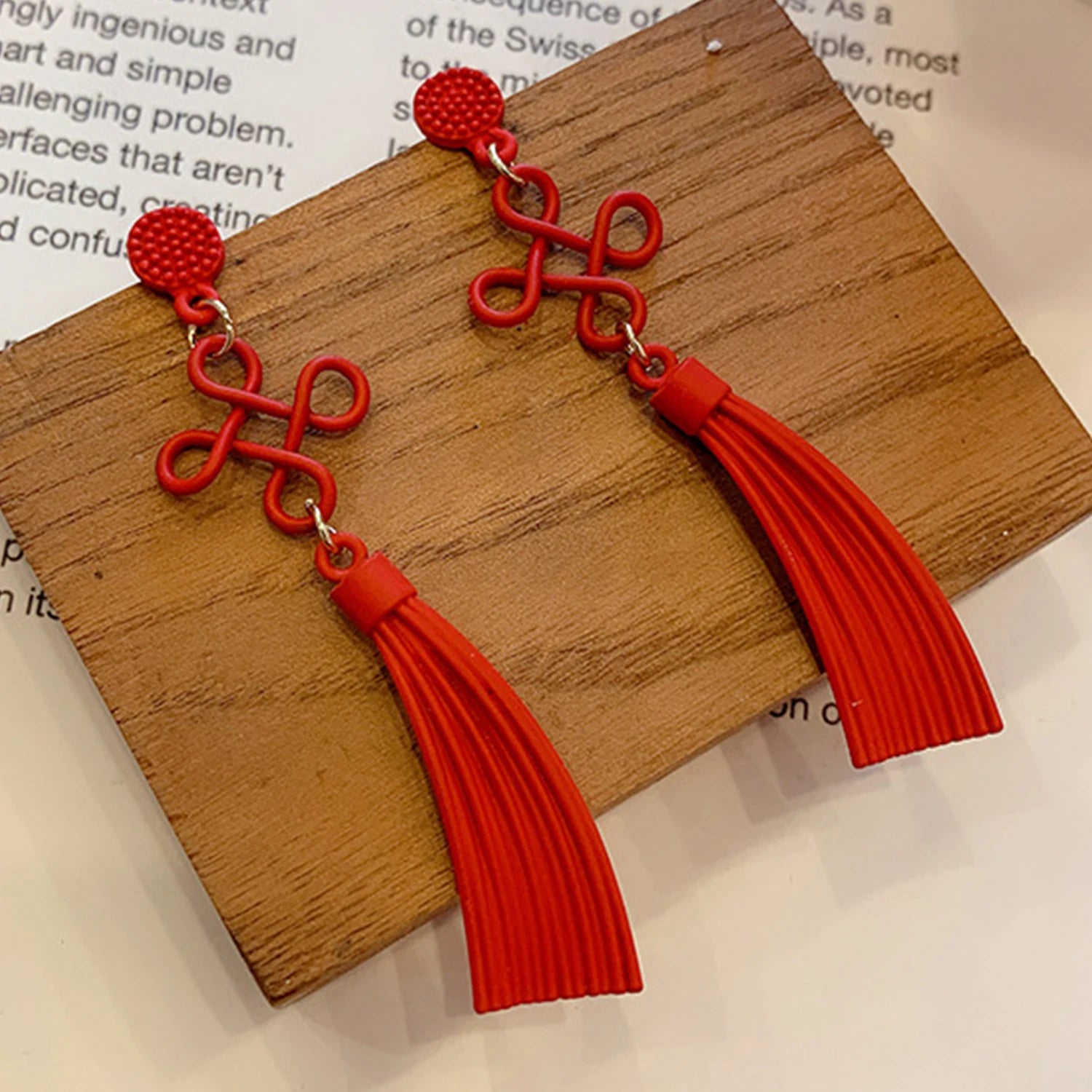 Dospita Chinese Style Red Tassel Pendant Earrings For Women Girls Fashion Ethnic Geometric Charms Ear Jewelry Party Gifts