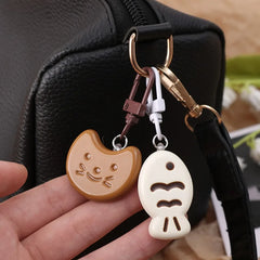 Dospita  -  Cute Little Cat Keychain Creative Fish Cat Resin Cartoon Doll Pendent Fashion Bag Accessories for Kids Couple Gift Car Keyring