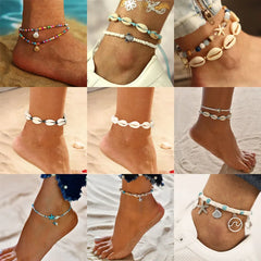 Dospita New Shell Beads Starfish Anklets For Women Beach Anklet Leg Bracelet Handmade Bohemian Foot Chain Boho Summer Beach Jewelry