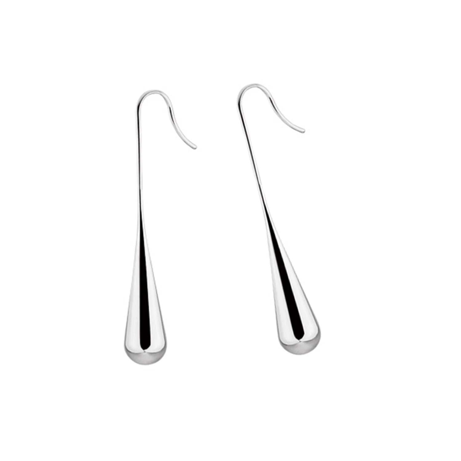 Dospita Fashion Cold Wind Titanium Steel Drop Earrings Smooth Stainless Steel Long Ear Hook Hollow Water Drop Earrings For Women