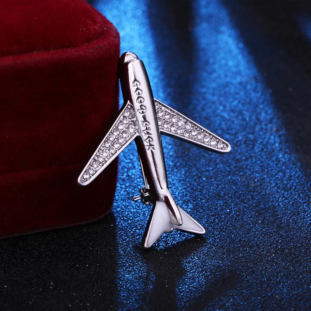 Dospita New Drip Airplane Brooch Enamel Gold Silver Color  Geometric Brooch Ladies Brooch Men's Clothing Accessories