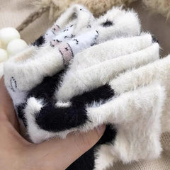 Dospita  -  Cartoon Cute Cow Mink Velvet Socks Women Winter Soft Fleece Plush Warm Home Sleep Boot Socks Kawaii Y2K Furry Thermal Tube Sox