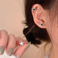 Dospita Y2K Pentagonal Star Stud Earrings for Women Cool Girl Gothic Kpop Punk Design New Simple Removable Earrings Piercing Gifts