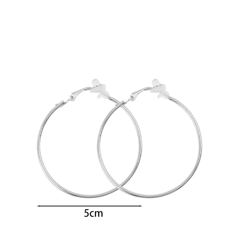 Dospita  -  4/5/6/7cm Hoop Earrings Set Big Circle Earrings Jewelry for Women Girls Ear Clip Punk Style Earrings Fashion Jewelry Accessories