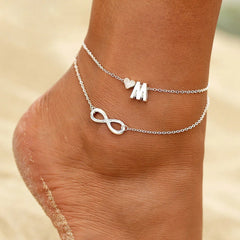 Dospita Simple Heart Female Anklets Barefoot Sandals Foot Jewelry Leg New Anklets On Foot Ankle Bracelets For Women Leg Chain