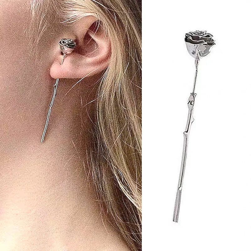 Dospita  -  New Punk Needle Metal Barbed Rose flower Stud Earrings Geometric For Women Girls Party Jewelry