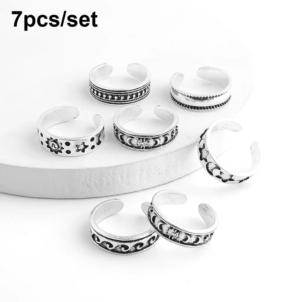 Dospita  -  9pcs Knuckle Foot Rings for Women Retro Hollow Sexy Open Adjustable Toe Ring Boho Trend Summer Beach Foot Jewelry Accessories