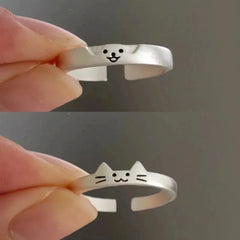 Dospita  -  2pcs Cute Cat Dog Animal Couple Ring for Women Men New Fashion Statement Lover Rings Valentine's Day Party Jewelry Gifts