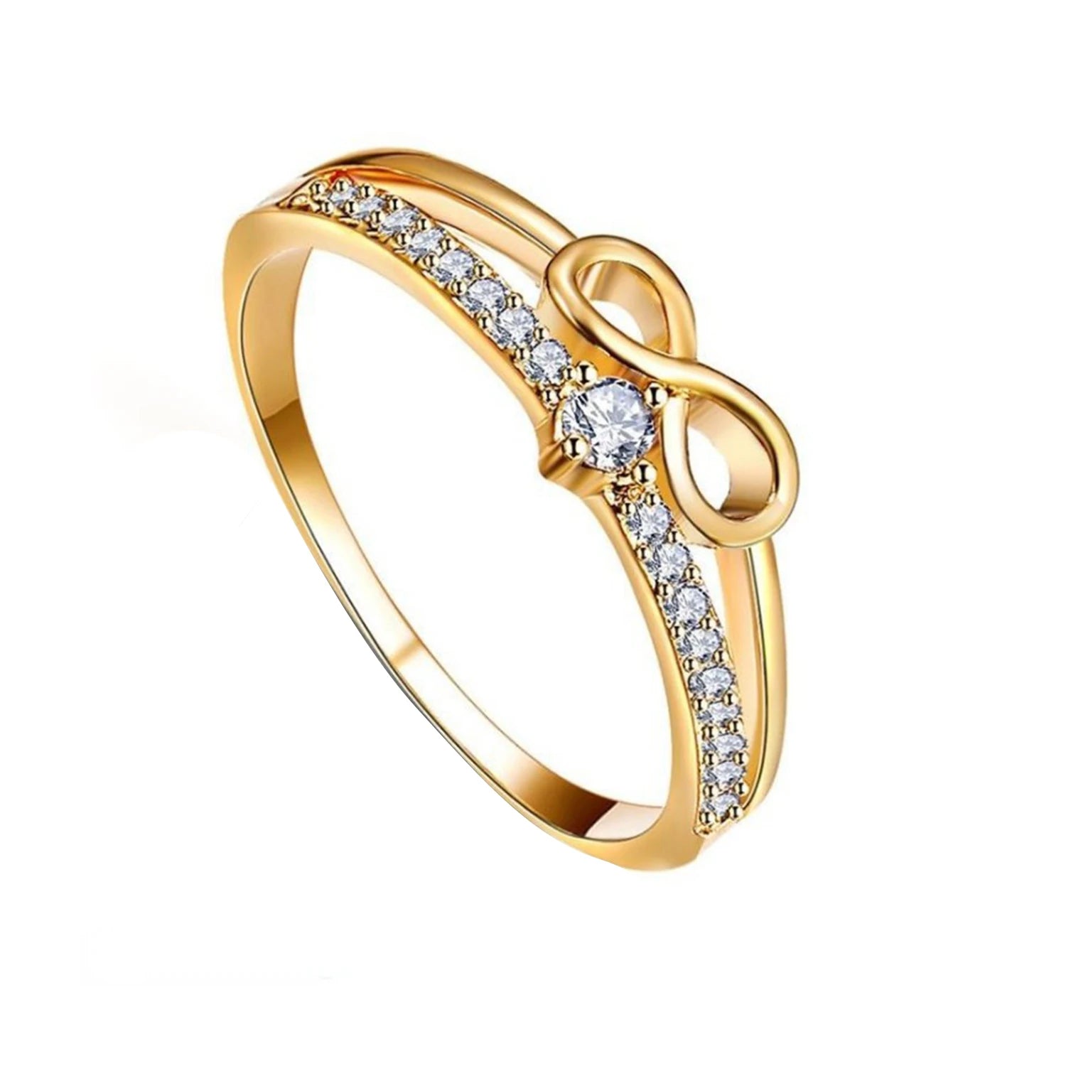 Dospita Engagement Wedding Ring Design Figure 8 Shape Round Finger Rings For Women Girls Rings Gold Color Elegant Wedding Jewelry