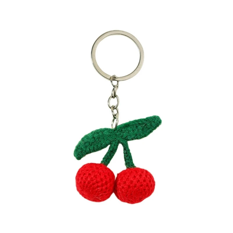 Dospita  -  Fashionable Cherry Charm Pendant Handbag Accessories Girls Key Rings Double Heart Keychain for Wallet Bag and Phone