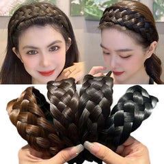 Dospita Fashion Six-strand Braid Hairbands Female Headwear Girl Pretty Handmade Head Hoop Women Wide Wig Beadbands Headdress Accessories