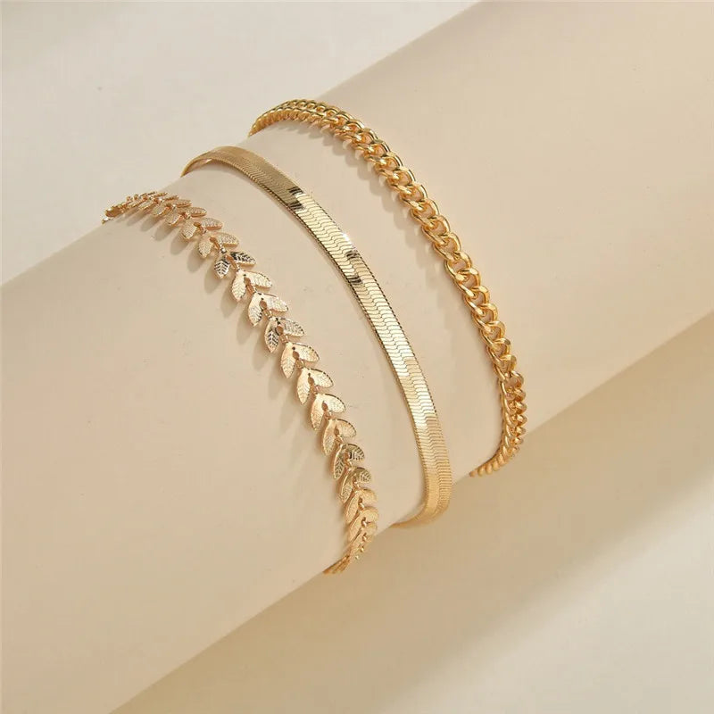 Dospita New Fashion Gold Color Simple Chain Anklets For Women Beach Foot Jewelry Leg Chain Ankle Bracelets Female Jewelry Gifts