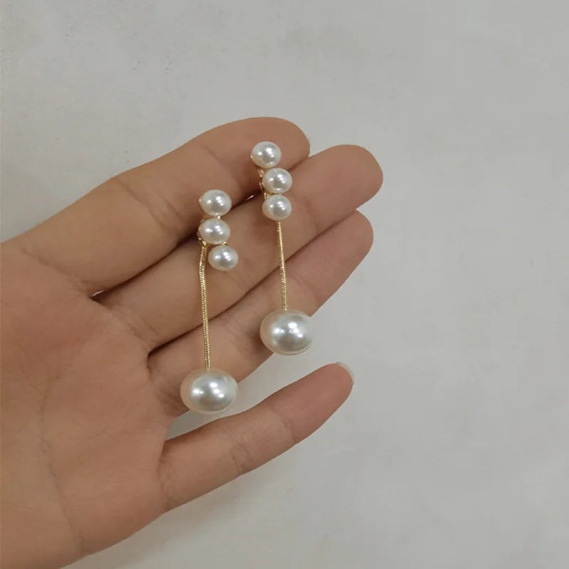 Dospita Long Pearl Earrings For Women Girls Drop Earring Gift Party Wedding Anniversary Fashion Jewelry