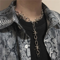 Dospita PCS Fashion Gothic Barbed Wire Choker Necklace Grunge Vintage Punk Emo Accessory Goth