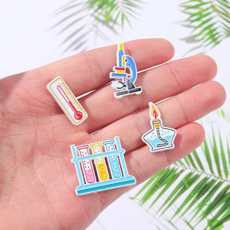 Dospita Creative Science Art Enamel Brooch Test Tube DNA Microscope Chemical Formula Metal Badge Punk Lapel Pins Chemical Jewelry Gift