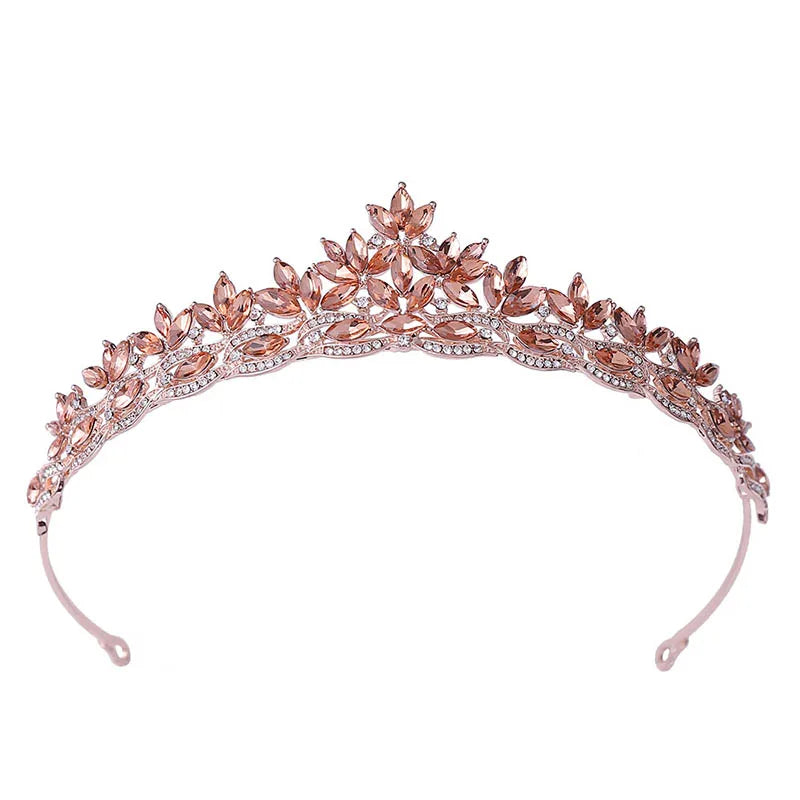 Dospita Wedding Headpiece Leaf Set with Crystal Bride Crown Headband on the Catwalk Festival Hair Accessories Wedding Hair Jewelry