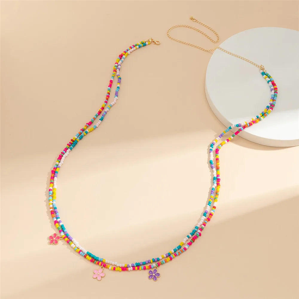 Dospita  -  2Pcs/Set Bohemian Colorful Beaded Waist Chain for Women Flower Pendant Bellt Chain Summer Beach Body Jewelry Gifts