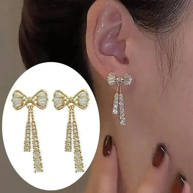 Dospita  -   Needle Purple Butterfly Long Tassel Earrings For Women Jewelry Trending Korean Fashion Luxury Crystal Earrings