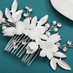 Dospita Wedding Hair Combs Bridal Flower Headpiece Hair Accessories For Women Hair Jewelry Pearl Rhinestone Elegant Women Accessories