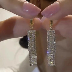 Dospita  -  Shiny Zircon Square Hoop Earrings for Women Gold Color Stainless Steel Earrings Luxury Christmas Jewelry Wedding aretes