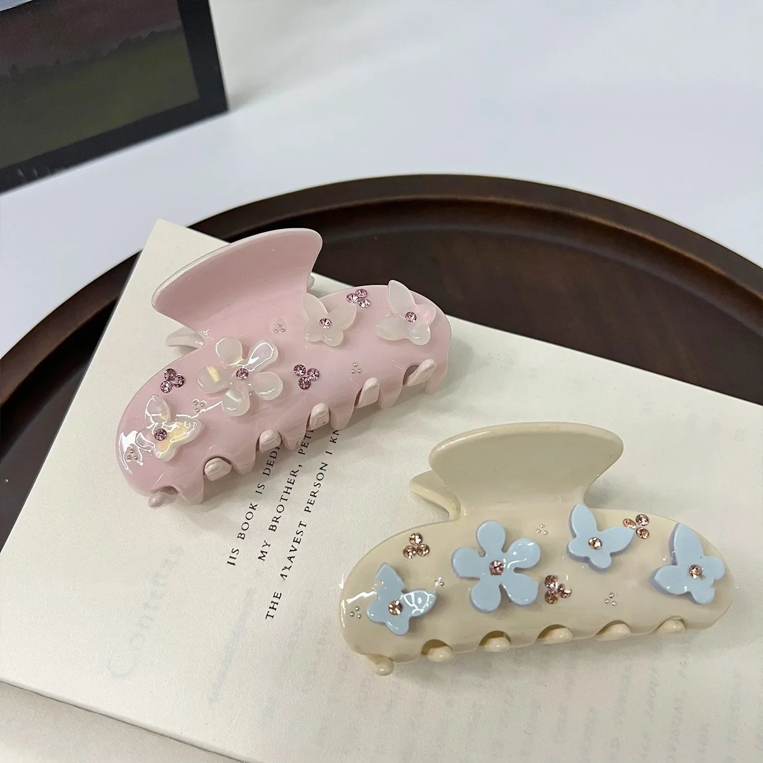 Dospita New Mini Acetate Hair Clip Flower Butterfly Barrettes Crab Hair Clip for Women Girls Hair Claw Fashion Hair Accessories