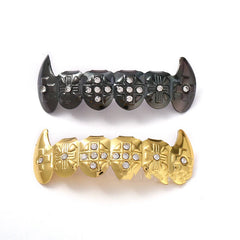 Dospita Gun black Gold Plated Teeth Grillz Hip Hop Cool Popular Vampire Gangsta Fang Tooth Cap Mold Kit Body Jewelry Gift