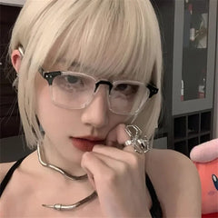 Dospita Korean Retro Glasses Frame Women Lovely Ins No Makeup Plain Glasses Men Eyewear Cute Decorative Computer Glasses