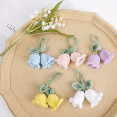 Dospita  -  Handmade Flower Knitted Keychain Keyring Women Crocheted Wool Flower Leaf Bag Pendants Car Key Ring Fresh Handbag Charms Gifts