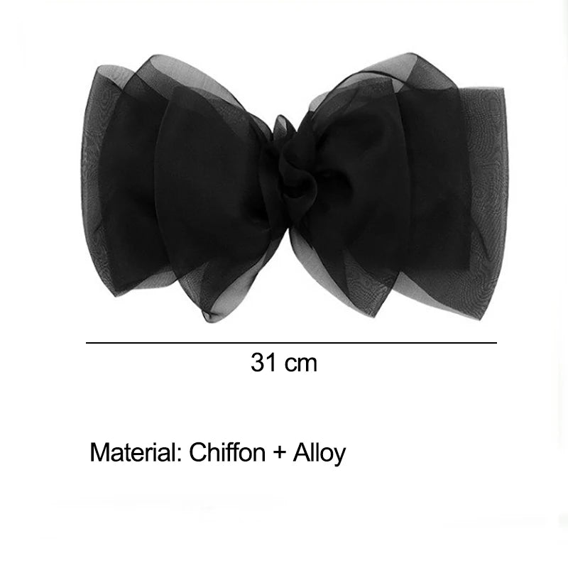 Dospita Big Hair Bows Chiffon Solid Color Large Bowknot Hairpins Spring Clamp Clip for Women Fashion Korea Headwear Accessories New