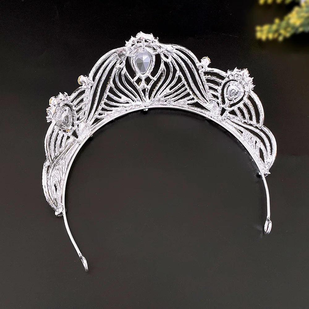 Dospita Wedding Crown Tiaras Bridal Headwear Hair Jewelry Rhinestone Headpiece Princess Headdress for Women Wedding Hair Accessories