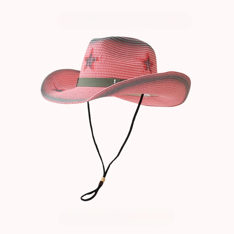 Dospita Spicy Girl Western Cowboy Hat Niche Sweet Cool Fashion Pink Sunblock Beach Hat Outdoor Shade Travel Mountaineering Hat Man