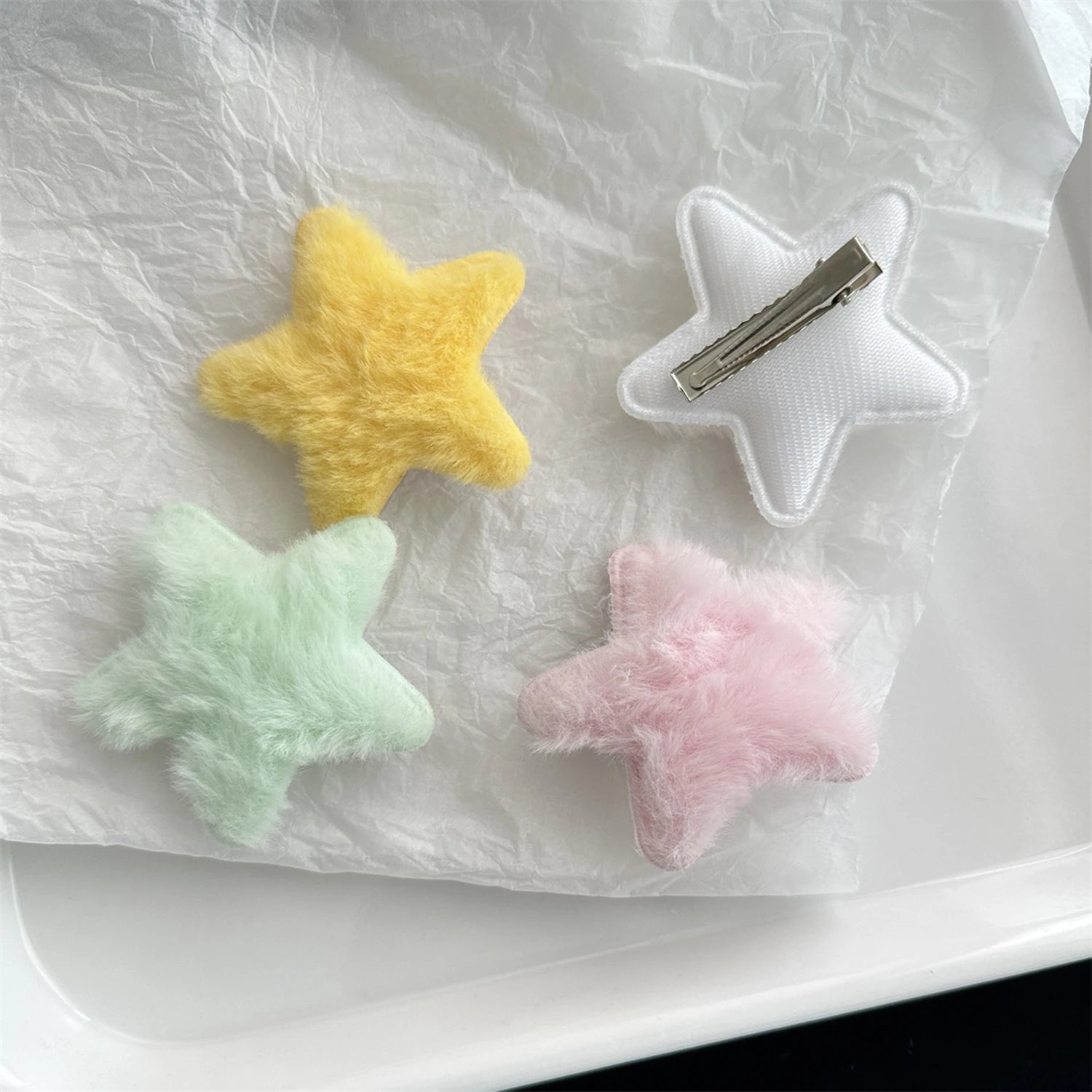 Dospita Plush Star BB Hair Clips Women Grils Cute Metal Star Hair Clips Side Barrettes Hair Grip Y2K Hair Accessories Headwear