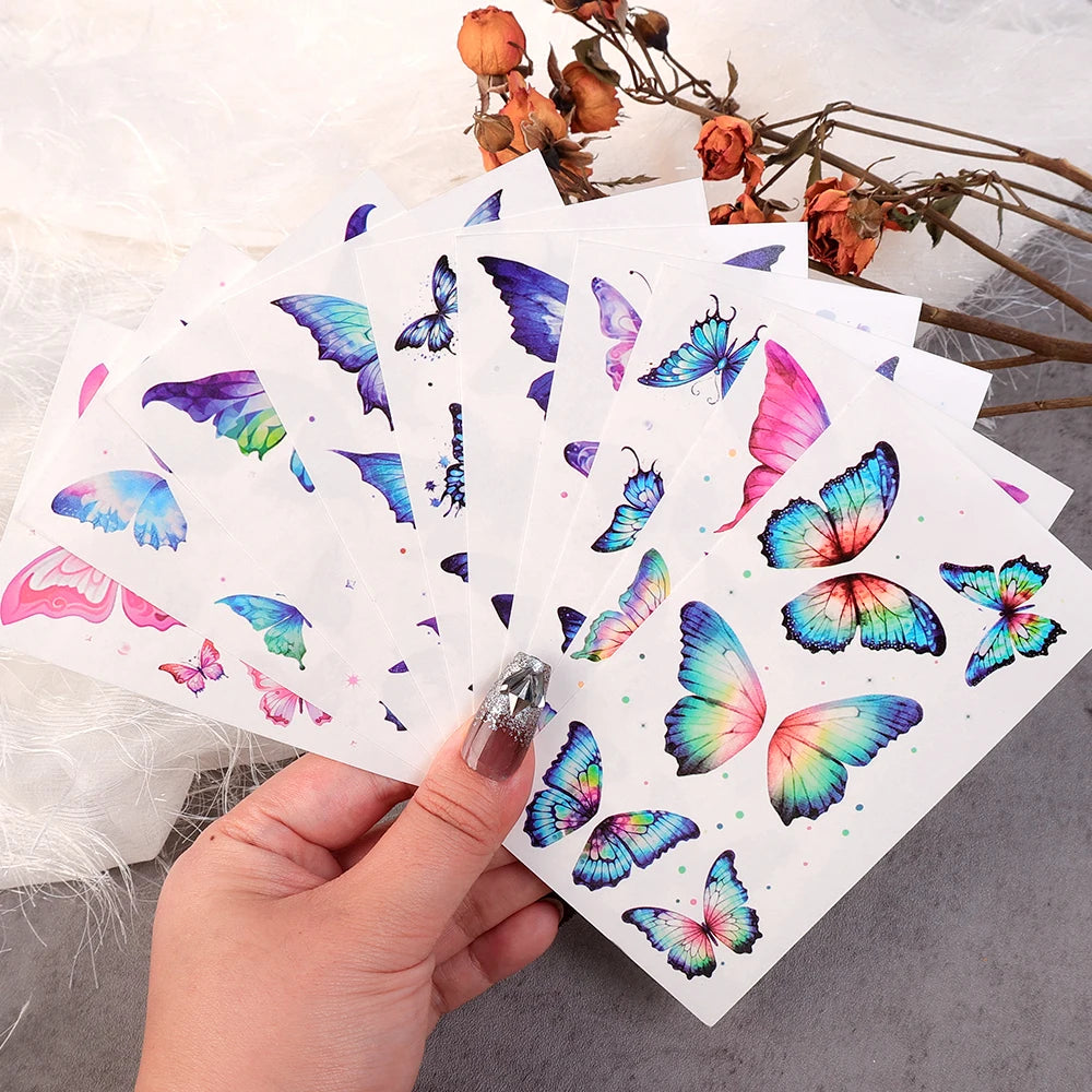 Dospita 10pcs Temporary Tattoo Stickers Color Butterfly Wings Face Body Tattoo Stickers Party Dance Music Festival Art Stickers