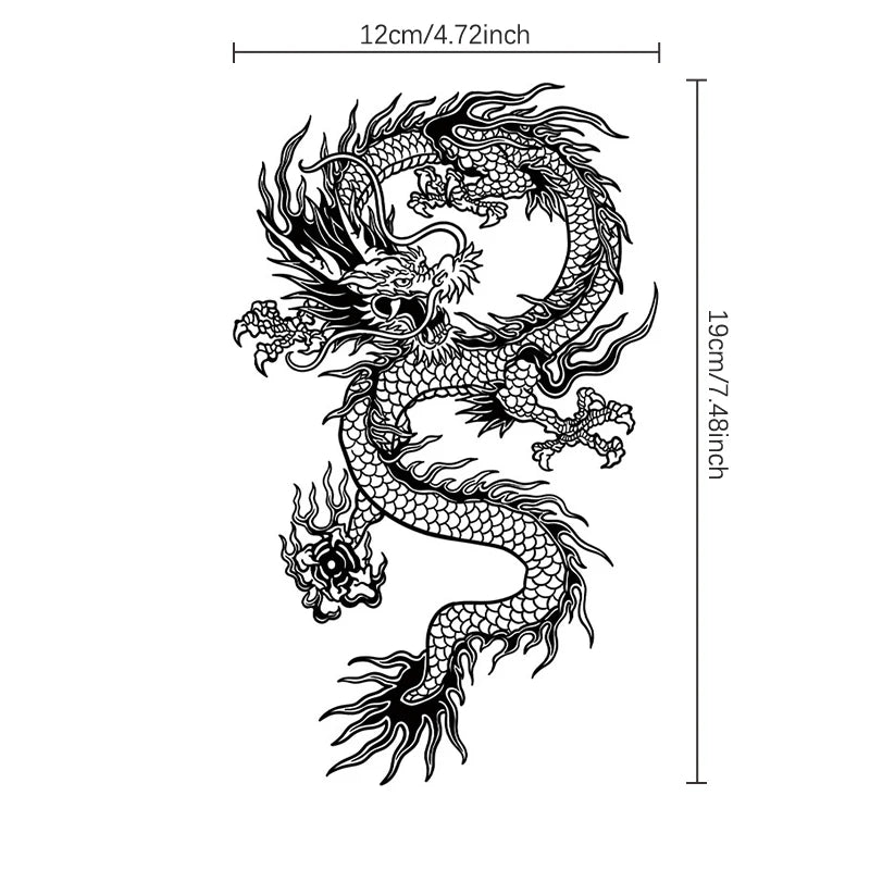 Dospita  -  1pcs Waterproof, Safety Realistic Dragon Fake Tattoo Stickers For Men Boys Kids 3D Dragon Temporary Tattoos Washable Tattoos