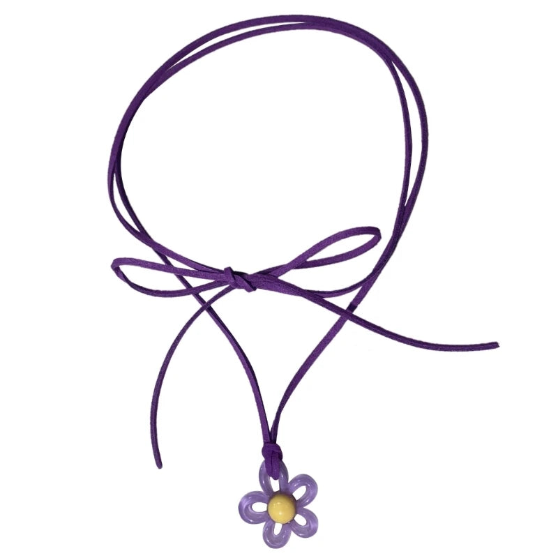 Dospita  -  Plum Blossom Choker Anniversary Jewelry Y2k Necklace Tie up Choker Women Teen