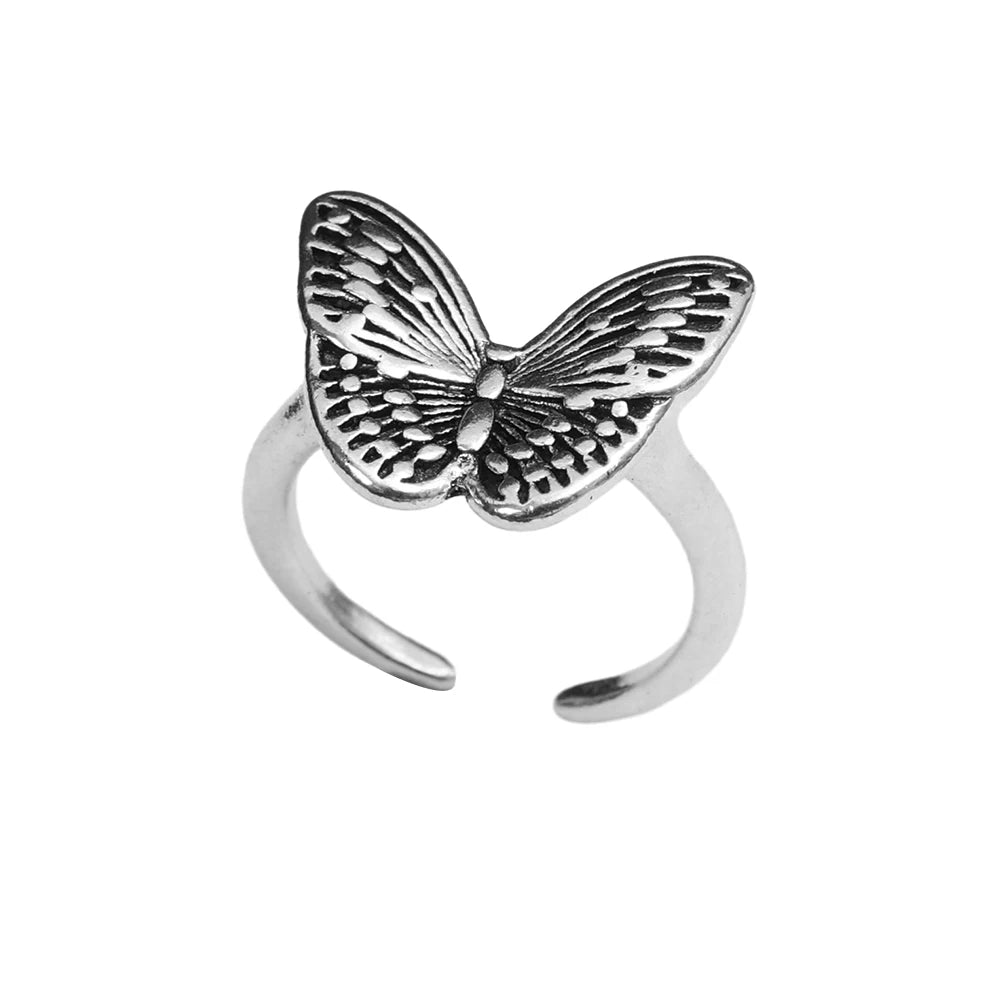 Dospita Vintage Punk Metal Butterfly Shape Rings Adjustable Butterfly Women's Rings Exquisite Insect Ring Gothic Jewelry Free Shipping