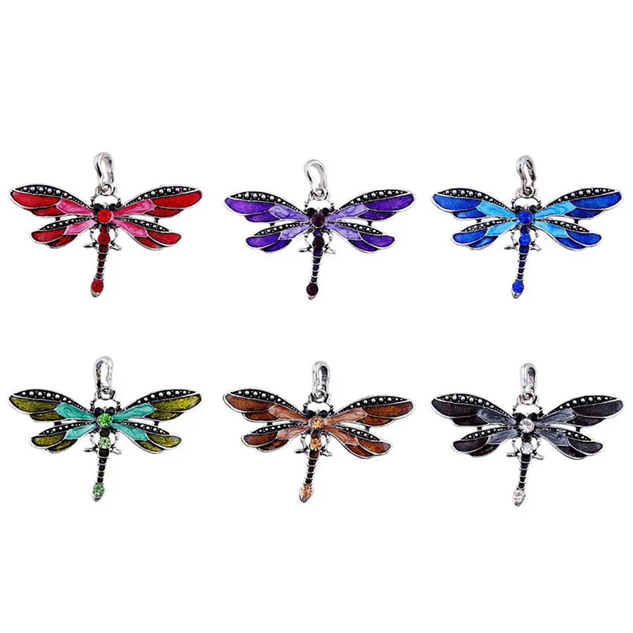 Dospita Fashion Crystal Dragonfly Pendant Necklaces for Women Vintage Insect  Multi Layers Rope Necklace Jewelry Accessories