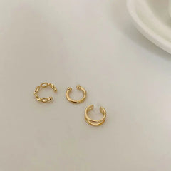 Dospita  -  Fashion Simple Design Gold Color Clip Earrings for Women Non-Piercing Puck Rock Fake Cartilage Ear Cuff Trendy Jewerly