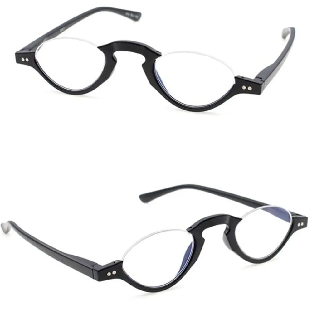 Dospita Half Moon Computer Readers Men Half Frame Reading Glasses Women Retro Eyeglasses Half Rim Blue Light Blocking Glasses