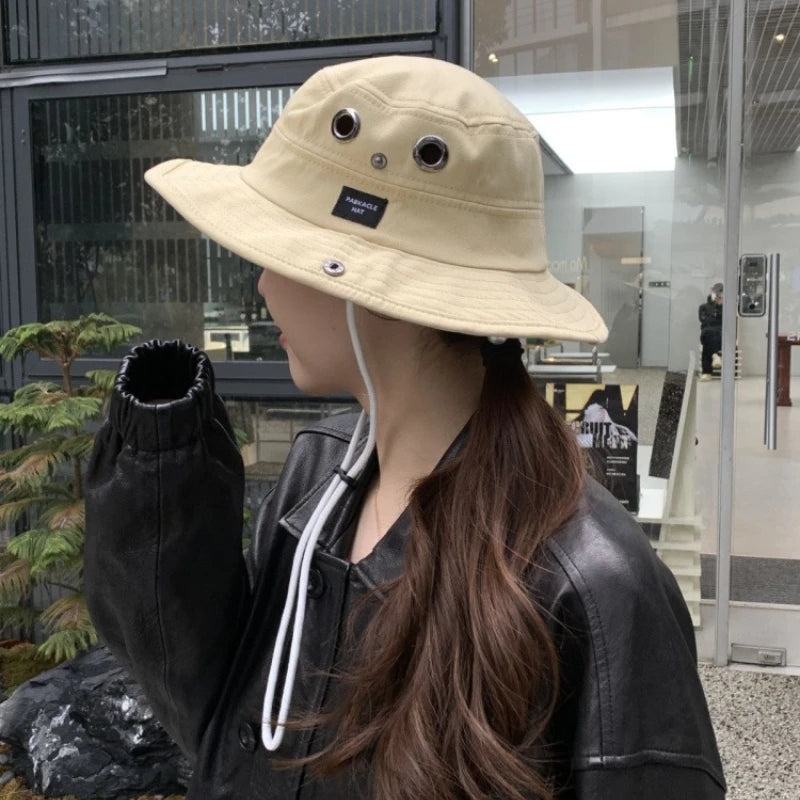 Dospita Japanese Korean Version Ins Blogger Spring Summer Outdoor Camping Fisherman Hat Breathable Sunblock Hat Y2k Girls Bucket Hats