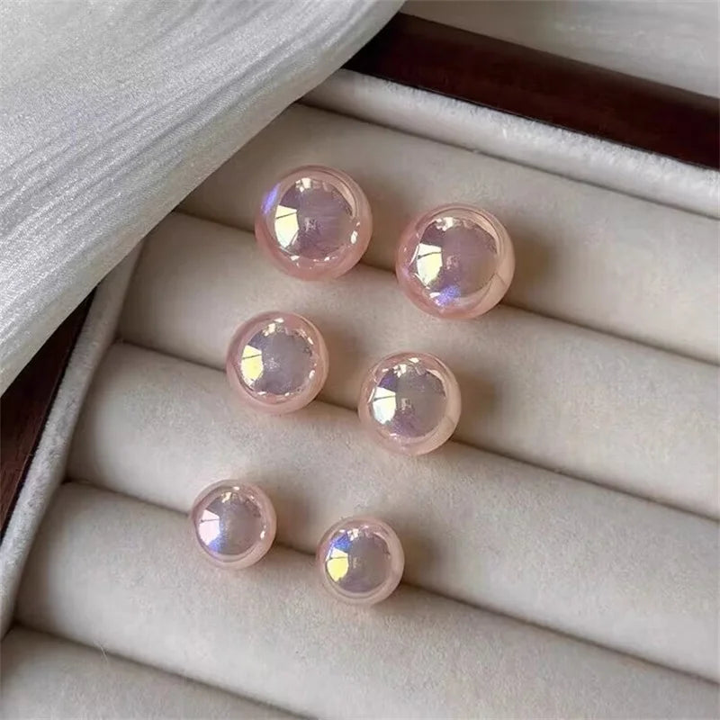 Dospita  -  Exquisite Pink Color Simulated Pearls Stud Earrings For Women Simple Elegance Luxurious High-End Ear Accessories Glamour Jewelry