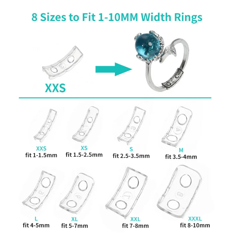 Dospita  -  8 Sizes Silicone Invisible Clear Ring Size Resizer Loose Rings Reducer Ring Sizer Fit Any Rings Jewelry Tools Tightener