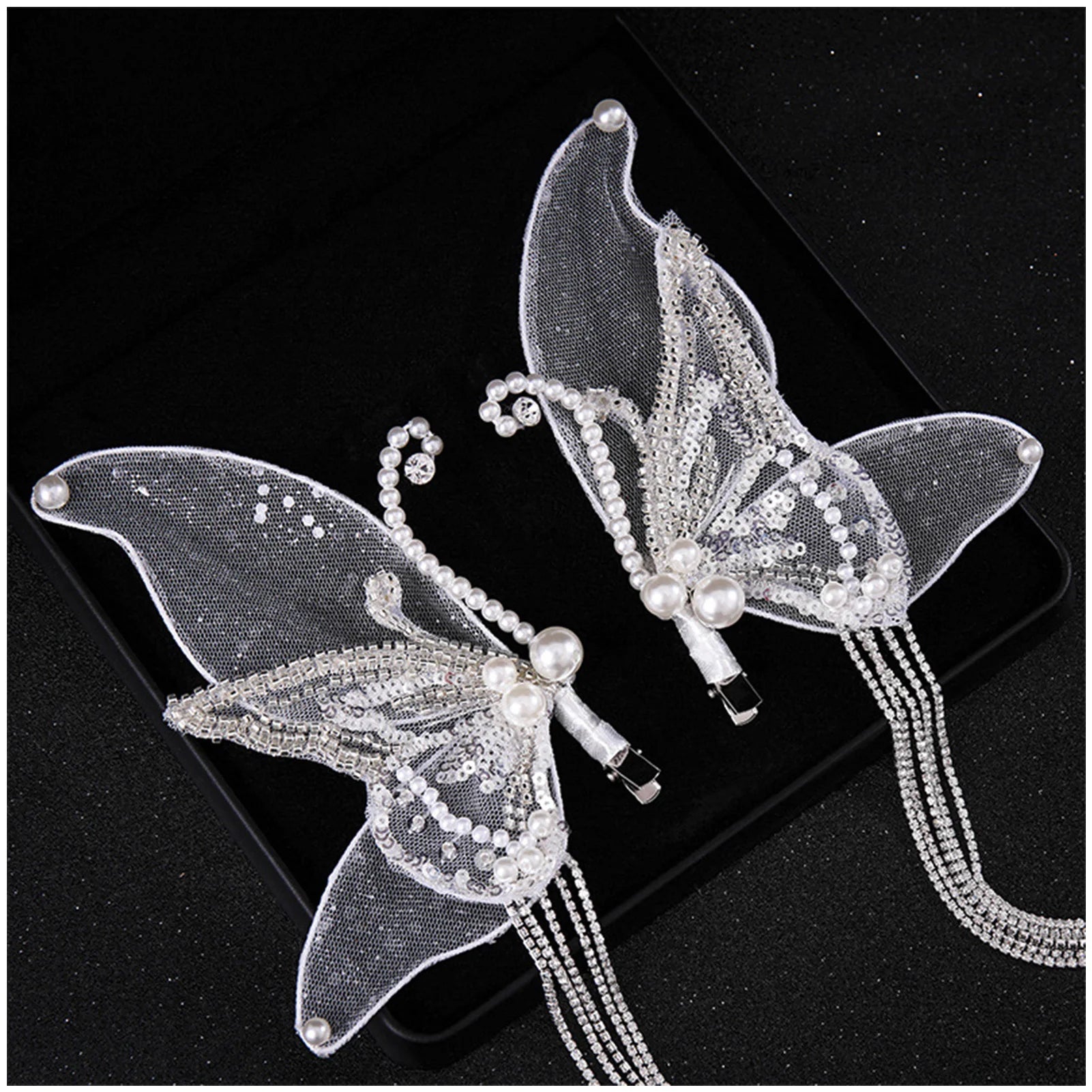 Dospita Butterfly Shape Women Hairpin Wedding Accessories Hair Ornaments Bridal Headdress Beads Hairpins Party Bride Headpiece