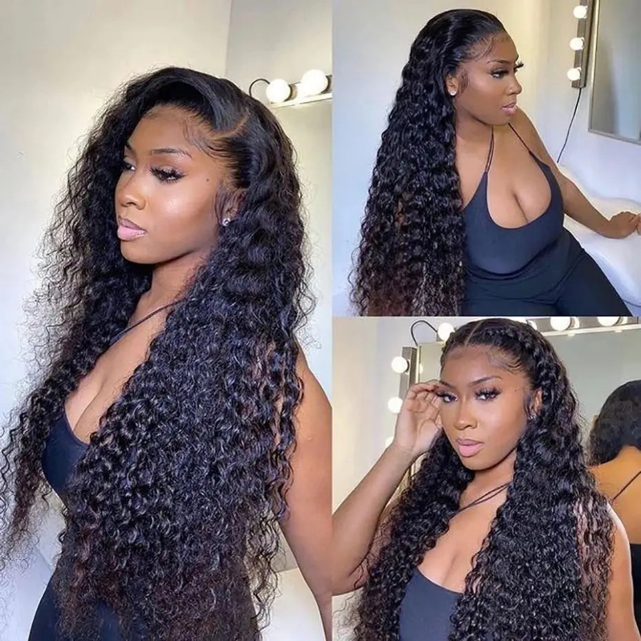 Dospita 32inch 13x4 Deep Wave Lace Frontal Human Hair Wigs Wear And Go Glueless Lace Closure Curly Brazilian Hair Wig For Women