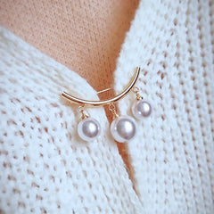 Dospita Exquisite Elegant Brooches Three Pearl Brooch Pins for Women Simple Sweater Coat Summer Dress Pearl Pin Fixed Clothing