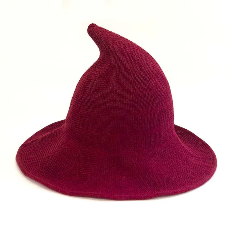 Dospita Halloween Hats Men Women Trend Wizard Hat Foldable Knitted Bonnets Casual Daily Bonnet Winter Warm Fedora Party Hat Accessories