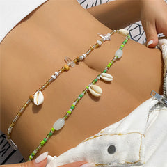 Dospita  -  2Pcs/Set Bohemian Beaded Waist Chain Creative Shell Natural stone Pendant Belly Chain for Female Egirl Beach Bikini Jewelry