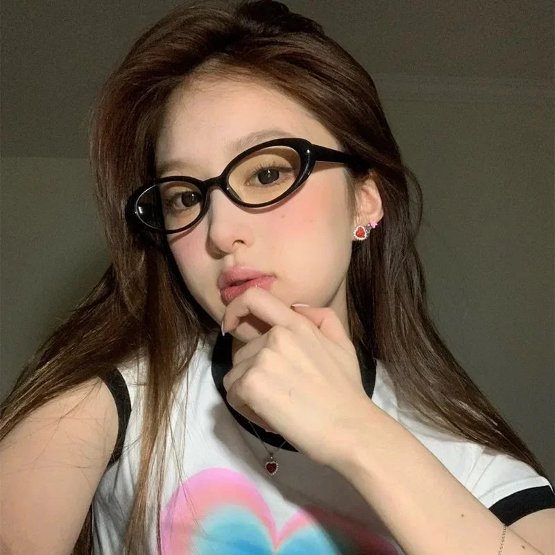 Dospita Korean Pure Cute Black Glasses Frame Women Lovely Ins No Makeup Plain Glasses Men Eyewear Cute Decorative Computer Glasses